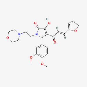 molecular formula C25H28N2O7 B2824531 (E)-5-(3,4-dimethoxyphenyl)-4-(3-(furan-2-yl)acryloyl)-3-hydroxy-1-(2-morpholinoethyl)-1H-pyrrol-2(5H)-one CAS No. 862315-12-6