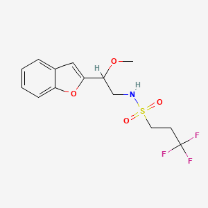 molecular formula C14H16F3NO4S B2824539 N-(2-(benzofuran-2-yl)-2-methoxyethyl)-3,3,3-trifluoropropane-1-sulfonamide CAS No. 2034207-04-8
