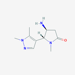molecular formula C10H16N4O B2824547 (4S,5R)-4-Amino-5-(1,5-dimethylpyrazol-4-yl)-1-methylpyrrolidin-2-one CAS No. 1807914-35-7