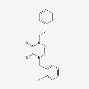 molecular formula C19H17FN2O2 B2824548 Pyrazine-2,3-dione, 1-(2-fluorobenzyl)-4-phenethyl-1,4-dihydro- CAS No. 892298-04-3