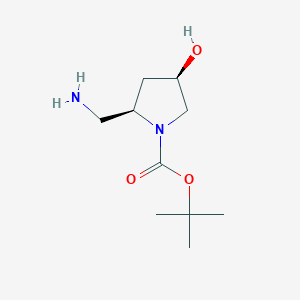 molecular formula C10H20N2O3 B2824554 (2R,4R)-叔丁基 2-(氨甲基)-4-羟基吡咯啉-1-羧酸酯 CAS No. 1932800-41-3