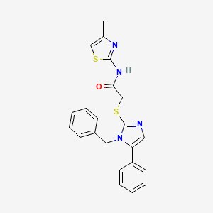 molecular formula C22H20N4OS2 B2824556 2-((1-benzyl-5-phenyl-1H-imidazol-2-yl)thio)-N-(4-methylthiazol-2-yl)acetamide CAS No. 1207039-66-4