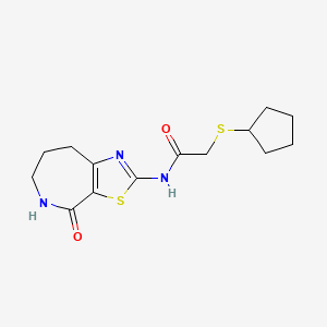 molecular formula C14H19N3O2S2 B2824576 2-(cyclopentylthio)-N-(4-oxo-5,6,7,8-tetrahydro-4H-thiazolo[5,4-c]azepin-2-yl)acetamide CAS No. 1798041-89-0