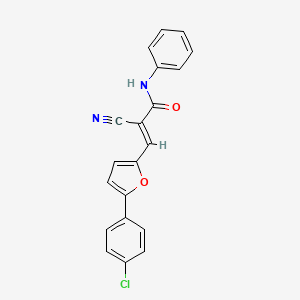 molecular formula C20H13ClN2O2 B2824589 (E)-3-[5-(4-chlorophenyl)furan-2-yl]-2-cyano-N-phenylprop-2-enamide CAS No. 305863-20-1