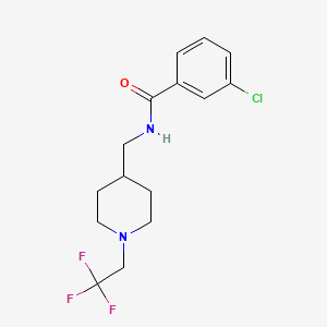 molecular formula C15H18ClF3N2O B2824595 3-Chloro-N-[[1-(2,2,2-trifluoroethyl)piperidin-4-yl]methyl]benzamide CAS No. 2309572-11-8
