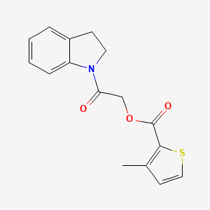 molecular formula C16H15NO3S B2824599 2-(2,3-dihydro-1H-indol-1-yl)-2-oxoethyl 3-methylthiophene-2-carboxylate CAS No. 380558-70-3