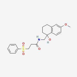 molecular formula C21H25NO5S B2824601 N-((1-hydroxy-6-methoxy-1,2,3,4-tetrahydronaphthalen-1-yl)methyl)-3-(phenylsulfonyl)propanamide CAS No. 1904303-53-2