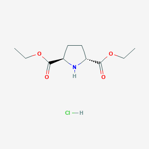 molecular formula C10H18ClNO4 B2824604 2,5-diethyl (2R,5R)-pyrrolidine-2,5-dicarboxylate hydrochloride CAS No. 1807939-29-2