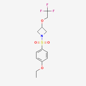 molecular formula C13H16F3NO4S B2824606 1-((4-Ethoxyphenyl)sulfonyl)-3-(2,2,2-trifluoroethoxy)azetidine CAS No. 2320464-49-9