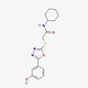 molecular formula C16H19N3O3S B2824610 N-cyclohexyl-2-[[5-(3-hydroxyphenyl)-1,3,4-oxadiazol-2-yl]sulfanyl]acetamide CAS No. 883276-16-2