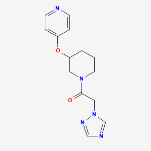 molecular formula C14H17N5O2 B2824611 1-(3-(pyridin-4-yloxy)piperidin-1-yl)-2-(1H-1,2,4-triazol-1-yl)ethanone CAS No. 2034573-91-4