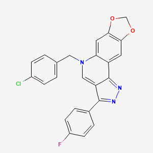 molecular formula C24H15ClFN3O2 B2824614 5-(4-氯苄基)-3-(4-氟苯基)-5H-[1,3]二噁英并[4,5-g]吡唑并[4,3-c]喹啉 CAS No. 866345-03-1