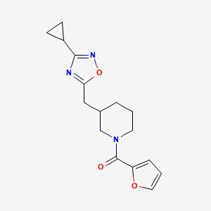 molecular formula C16H19N3O3 B2824622 (3-((3-Cyclopropyl-1,2,4-oxadiazol-5-yl)methyl)piperidin-1-yl)(furan-2-yl)methanone CAS No. 1706101-74-7