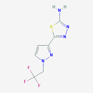 molecular formula C7H6F3N5S B2824623 5-[1-(2,2,2-Trifluoroethyl)pyrazol-3-yl]-1,3,4-thiadiazol-2-amine CAS No. 1946818-46-7