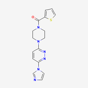 molecular formula C16H16N6OS B2824627 (4-(6-(1H-imidazol-1-yl)pyridazin-3-yl)piperazin-1-yl)(thiophen-2-yl)methanone CAS No. 1351614-85-1