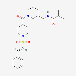 molecular formula C24H35N3O4S B2824630 2-methyl-N-[[1-[1-[(E)-2-phenylethenyl]sulfonylpiperidine-4-carbonyl]piperidin-3-yl]methyl]propanamide CAS No. 1252563-89-5