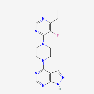 molecular formula C15H17FN8 B2824634 4-[4-(6-Ethyl-5-fluoropyrimidin-4-yl)piperazin-1-yl]-1H-pyrazolo[3,4-d]pyrimidine CAS No. 2415453-70-0