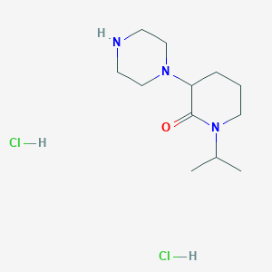 molecular formula C12H25Cl2N3O B2824635 3-(哌嗪-1-基)-1-(丙酮-2-基)哌啶-2-酮二盐酸盐 CAS No. 1461704-63-1