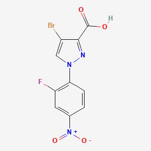 molecular formula C10H5BrFN3O4 B2824637 4-Bromo-1-(2-fluoro-4-nitrophenyl)pyrazole-3-carboxylic acid CAS No. 1946812-40-3