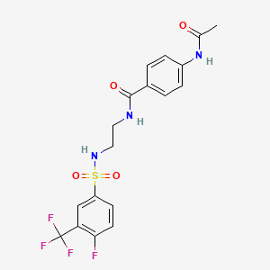 4-acetamido-N-(2-(4-fluoro-3-(trifluoromethyl)phenylsulfonamido)ethyl)benzamide