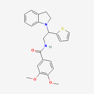 molecular formula C23H24N2O3S B2824647 N-(2-(吲哚啉-1-基)-2-(噻吩-2-基)乙基)-3,4-二甲氧基苯甲酰胺 CAS No. 898459-24-0