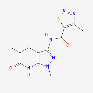 molecular formula C12H14N6O2S B2824653 N-(1,5-dimethyl-6-oxo-4,5,6,7-tetrahydro-1H-pyrazolo[3,4-b]pyridin-3-yl)-4-methyl-1,2,3-thiadiazole-5-carboxamide CAS No. 1172491-05-2