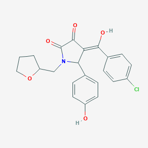 molecular formula C22H20ClNO5 B282466 4-(4-chlorobenzoyl)-3-hydroxy-5-(4-hydroxyphenyl)-1-(tetrahydro-2-furanylmethyl)-1,5-dihydro-2H-pyrrol-2-one 