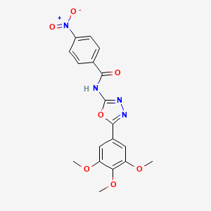 molecular formula C18H16N4O7 B2824665 4-硝基-N-[5-(3,4,5-三甲氧基苯基)-1,3,4-噁二唑-2-基]苯甲酰胺 CAS No. 891116-91-9