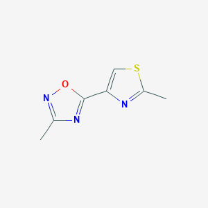 molecular formula C7H7N3OS B2824666 3-Methyl-5-(2-methyl-1,3-thiazol-4-yl)-1,2,4-oxadiazole CAS No. 1863573-51-6