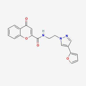 molecular formula C19H15N3O4 B2824668 N-(2-(4-(furan-2-yl)-1H-pyrazol-1-yl)ethyl)-4-oxo-4H-chromene-2-carboxamide CAS No. 2034511-66-3