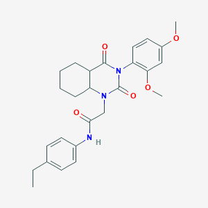 molecular formula C26H25N3O5 B2824670 2-[3-(2,4-二甲氧基苯基)-2,4-二氧代-1,2,3,4-四氢喹唑啉-1-基]-N-(4-乙基苯基)乙酰胺 CAS No. 896376-70-8