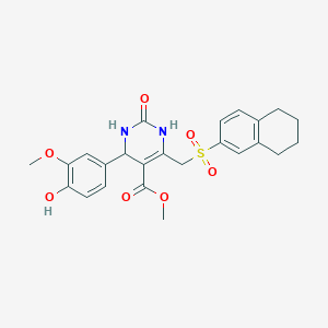 molecular formula C24H26N2O7S B2824677 Methyl 4-(4-hydroxy-3-methoxyphenyl)-2-oxo-6-(((5,6,7,8-tetrahydronaphthalen-2-yl)sulfonyl)methyl)-1,2,3,4-tetrahydropyrimidine-5-carboxylate CAS No. 931720-33-1