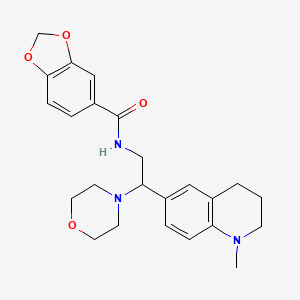 molecular formula C24H29N3O4 B2824681 N-(2-(1-甲基-1,2,3,4-四氢喹啉-6-基)-2-吗啉基乙基)苯并[d][1,3]二噁烷-5-甲酸酰胺 CAS No. 922086-14-4
