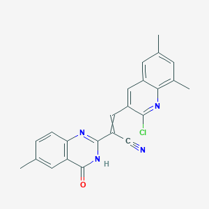 molecular formula C23H17ClN4O B2824685 3-(2-Chloro-6,8-dimethylquinolin-3-yl)-2-(6-methyl-4-oxo-3,4-dihydroquinazolin-2-yl)prop-2-enenitrile CAS No. 380352-36-3
