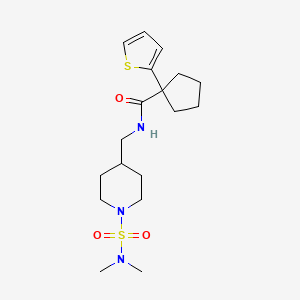 molecular formula C18H29N3O3S2 B2824688 N-((1-(N,N-dimethylsulfamoyl)piperidin-4-yl)methyl)-1-(thiophen-2-yl)cyclopentanecarboxamide CAS No. 2034281-82-6