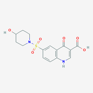 molecular formula C15H16N2O6S B2824689 6-[(4-Hydroxypiperidin-1-yl)sulfonyl]-4-oxo-1,4-dihydroquinoline-3-carboxylic acid CAS No. 317329-46-7