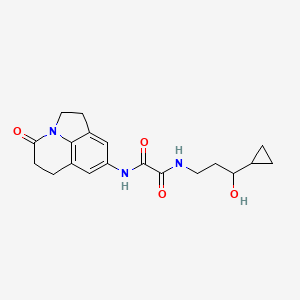 molecular formula C19H23N3O4 B2824691 N1-(3-环丙基-3-羟基丙基)-N2-(4-酮-2,4,5,6-四氢-1H-吡咯[3,2,1-ij]喹啉-8-基)草酰胺 CAS No. 1421532-40-2