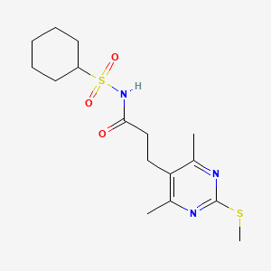 molecular formula C16H25N3O3S2 B2824692 N-(cyclohexanesulfonyl)-3-[4,6-dimethyl-2-(methylsulfanyl)pyrimidin-5-yl]propanamide CAS No. 1808725-14-5