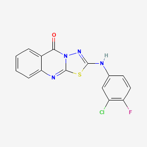molecular formula C15H8ClFN4OS B2824696 2-(3-chloro-4-fluoroanilino)-5H-[1,3,4]thiadiazolo[2,3-b]quinazolin-5-one CAS No. 946354-61-6