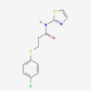molecular formula C12H11ClN2OS2 B2824704 3-(4-chlorophenylthio)-N-(1,3-thiazol-2-yl)propanamide CAS No. 878966-48-4