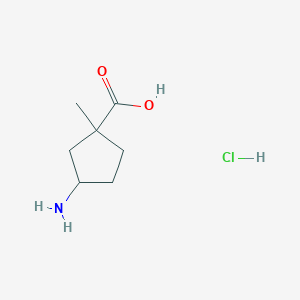 molecular formula C7H14ClNO2 B2824707 3-Amino-1-methylcyclopentane-1-carboxylic acid hydrochloride CAS No. 2109088-29-9