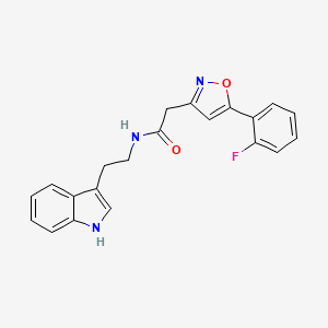 molecular formula C21H18FN3O2 B2824711 N-(2-(1H-indol-3-yl)ethyl)-2-(5-(2-fluorophenyl)isoxazol-3-yl)acetamide CAS No. 1105217-31-9