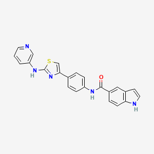 molecular formula C23H17N5OS B2824719 N-(4-(2-(pyridin-3-ylamino)thiazol-4-yl)phenyl)-1H-indole-5-carboxamide CAS No. 1797285-38-1