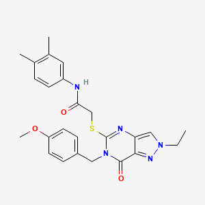 molecular formula C25H27N5O3S B2824723 N-(3,4-二甲基苯基)-2-((2-乙基-6-(4-甲氧基苄基)-7-氧代-6,7-二氢-2H-吡唑并[4,3-d]嘧啶-5-基)硫)乙酰胺 CAS No. 932495-96-0