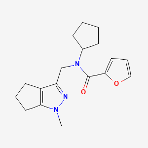 molecular formula C18H23N3O2 B2824731 N-cyclopentyl-N-((1-methyl-1,4,5,6-tetrahydrocyclopenta[c]pyrazol-3-yl)methyl)furan-2-carboxamide CAS No. 2034319-68-9