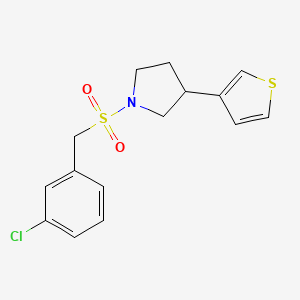 molecular formula C15H16ClNO2S2 B2824734 1-((3-Chlorobenzyl)sulfonyl)-3-(thiophen-3-yl)pyrrolidine CAS No. 2191265-63-9