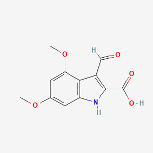 molecular formula C12H11NO5 B2824740 3-formyl-4,6-dimethoxy-1H-indole-2-carboxylic Acid CAS No. 893729-94-7