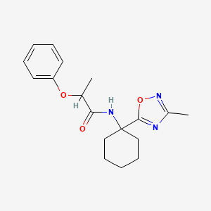 molecular formula C18H23N3O3 B2824743 N-[1-(3-methyl-1,2,4-oxadiazol-5-yl)cyclohexyl]-2-phenoxypropanamide CAS No. 1326837-92-6