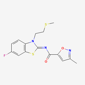 (E)-N-(6-fluoro-3-(2-(methylthio)ethyl)benzo[d]thiazol-2(3H)-ylidene)-3-methylisoxazole-5-carboxamide
