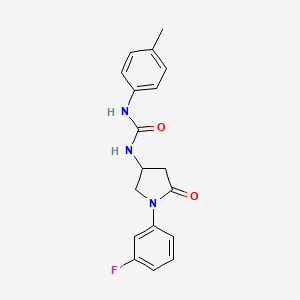 molecular formula C18H18FN3O2 B2824763 1-(1-(3-Fluorophenyl)-5-oxopyrrolidin-3-yl)-3-(p-tolyl)urea CAS No. 894028-72-9